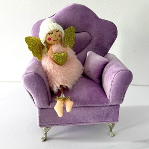 Suport bijuterii sub forma de mobilier, Fotoliu, Lila, 20x16cm