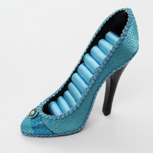 Suport Jewel Shoe, pentru bijuterii, sub forma de pantof, 14 cm, Albastru - Img 5