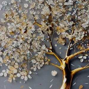 Tablou decorativ 3D Copacul Fermecat cu cristale stralucitoare, 40x40 cm - Img 3