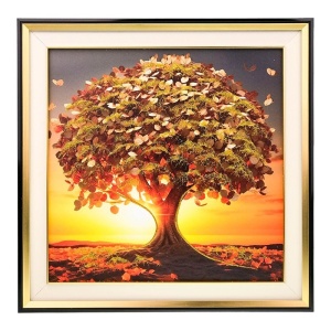Tablou decorativ cu rama minimalista, Stejar Vara, 48x48 cm