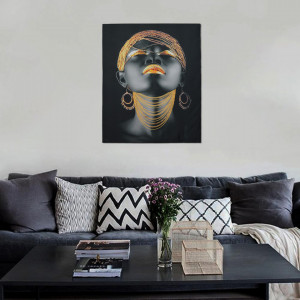 Tablou LED canvas Gold Chain cu leduri lumini 64 x 45 cm - Img 3
