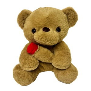 Ursulet de plus BUBU cu trandafir , inaltime 30 cm, Maro