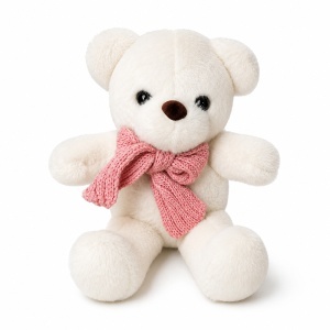 Ursulet de plus Pablo, cu fular impletit, inaltime 28 cm, Alb