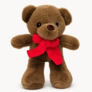 Ursulet de plus Pablo, cu fular impletit, inaltime 28 cm, Maro