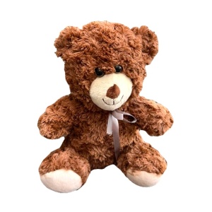 Ursulet de pluș Polo, cu papion, Inaltime 25 cm, Maro