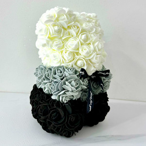 Ursulet Floral Teddy Bear Rainbow cu trandafiri din spuma hand-made, 25 cm, in cutie cadou, Negru 3