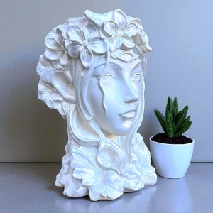 Vaza Venus Flower Lady, 33 cm, Alb Sidefat - Img 4