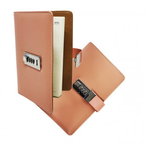 Agenda Secrettes din piele ecologica, cu cod, roz prafuit