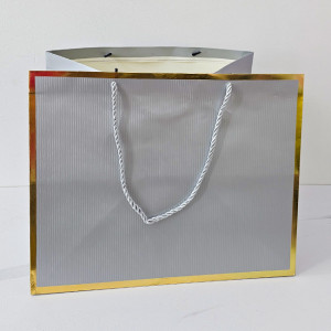 Ambalaj pentru cadouri, tip punga, cu snur si doua fețe, Dimensiuni 38 x 30 x 30, Silver - Img 7