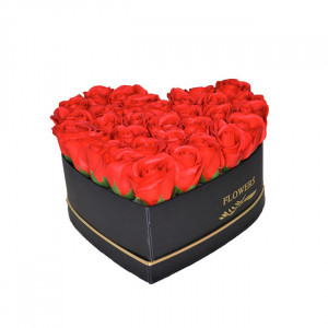 Aranjament floral inima cu trandafiri de sapun Special M Rosu