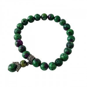 Brățară Amethyst Ruby Zoisite, din pietre semiprețioase si charm aripi de inger, in cutie cadou - Img 3