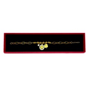 Bratara eleganta cu multiple pandantive trifoi norocos si cristale zirconia, in cutie cadou, Auriu
