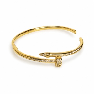 Bratara eleganta fixa aurie model cui clasic cu cristale stralucitoare, in cutie cadou - Img 3