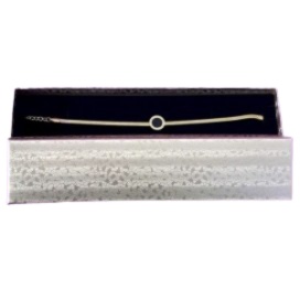 Bratara minimalista cu accesoriu negru, din inox, ambalata in cutie cadou, Auriu