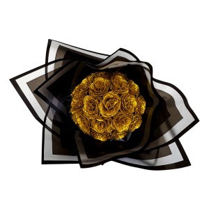 Buchet Glitter Roses cu 19 trandafiri aurii decorativi, buchet premium elegant, 40 cm - Img 3