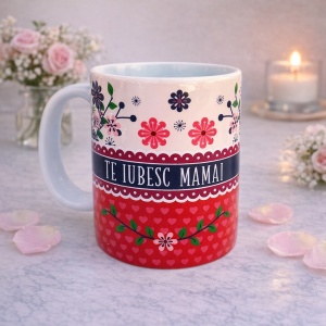 Cana cadou pentru Mama cu mesaj "Te iubesc, mama!"