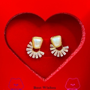 Cercei cu zirconiu in caseta de bijuterii romantica „Best Wishes” - Img 3