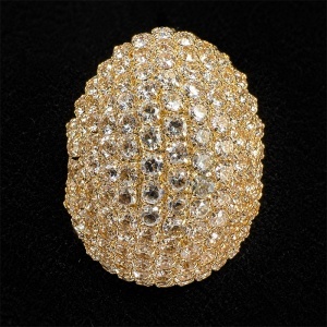 Cercei eleganti bombati cu cristale zirconiu cubic pave, in cutie cadou, Auriu - Img 3