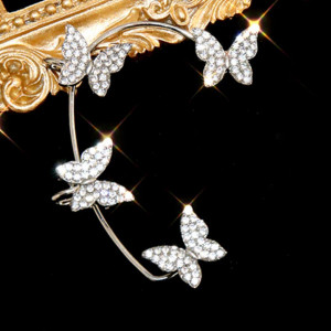 Cercel ear cuff pe toata urechea, Royal Butterflay argintiu pentru urechea stanga