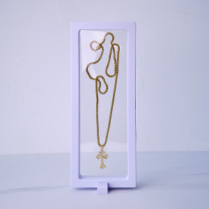 Colier unisex din inox, Hope, cu pandativ tip cruce, ambalat in cutie deosebita, White Crystal 6