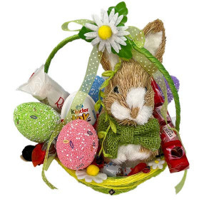 Cosulet HappyEaster, cu iepuras, kinder Joy, Cherry, Raffello, 8 bomboane Kinder
