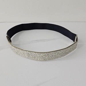 Curea elastica, metalica, cu pietre artizanale, Bow, Latime 3 cm, Argintiu 4