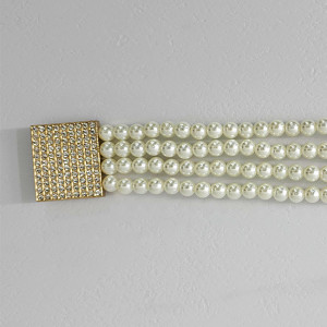 Curea elastica Pearly, catarama metalica decorativa si perle, Square 4