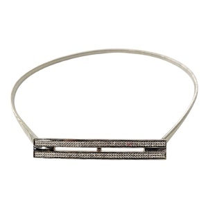 Curea metalica elastica Crystal Glam, accesoriu elegant pentru talie cu catarama dreptunghiulara si cristale, Argintiu
