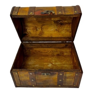 Cutie in forma de cufar din lemn, organizator accesorii si bijuterii, Maro, 22x15 - Img 2
