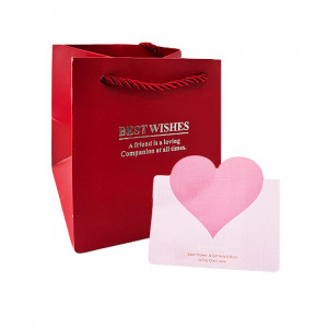 Cutie pentru accesorii "Love Wishes" cu sertar, 9 trandafiri de sapun, felicitare si punga de cadou, Maro 2
