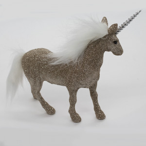 Decoratiune de Craciun in forma de unicorrn cu sclipici 19x19cm1