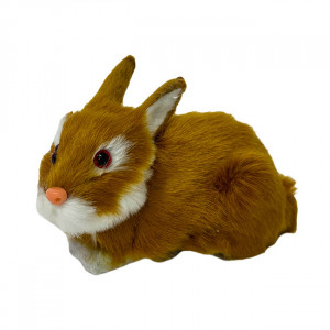 Decoratiune pentru Paste, iepuras cu aspect realist, Bej/Alb 10cm x 16cm