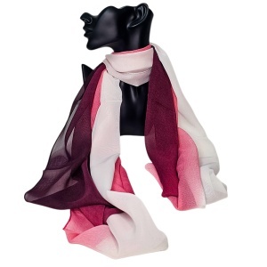Esarfa satinata de dama, in cutie eleganta, burgundy degrade, 163x50 cm - Img 2
