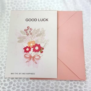 Felicitare cu design 3D si plic "Good Luck" Rosu