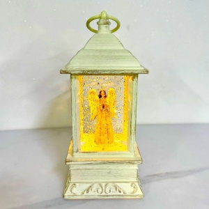 Felinar muzical Corner of Light, lumina LED si zapada in miscare, Ingerul se roaga, Crem 20X8X9 cm
