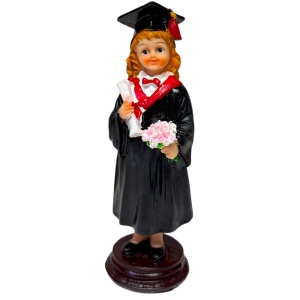 Figurina din rasina, absolventa cu buchet, 17 cm - Img 1