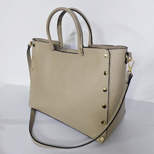 Geanta business, piele naturala, Prime Brief, cu detalii metalice aurii, Crem - Img 3