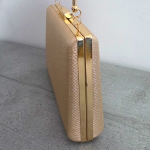Geanta de ocazie, SYLVI, tip clutch, cu lant detasabil auriu si piele ecologica, GOLD - Img 2
