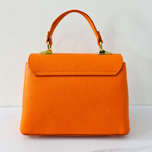 Geanta eleganta, Glamour Style, din piele naturala, business si curea detasabila, Orange spate