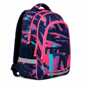 Ghiozdan anatomic scolar pentru fete Light Stripes, bleumarin cu accente roz, 41 x 28 x 17 cm - Img 3