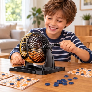 Joc Bingo Lotto, 90 bile numerotate, 24 carduri si masina de extragere manuala, 6+ ani - Img 3