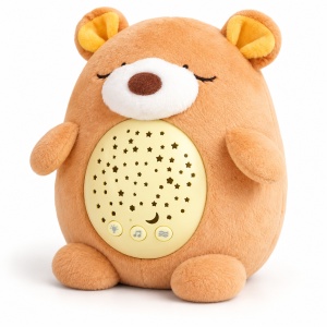 Jucarie de plus interactiva Ursulet Baby Sunki, cu proiector de stele si lumina de veghe, maro, 0 luni+ - Img 4