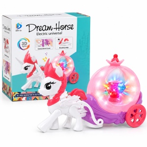 Jucarie interactiva Dream Horse, unicorn cu trasura, muzica, lumini si miscare - Img 3