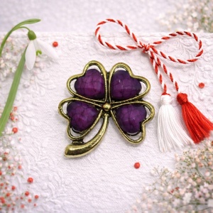 Martisor brosa, trifoi cu patru foi, piatra mova