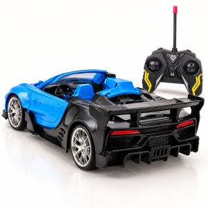 Masina sport cu telecomanda R/C Luxurious Car, scara 1:18, 4 directii, lumini, 27 MHz, albastru-negru, 6+ ani - Img 4