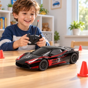 Masina sport cu telecomanda RC Models, scara 1:16, comenzi in 4 directii, negru-rosu, 6+ ani - Img 2