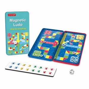 Mini joc magnetic Ludo, Nu te supara frate, pliabil, pentru calatorii, 18.6x10.2 cm