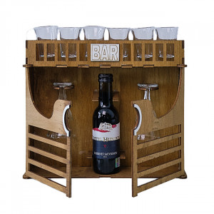 Minibar din Lemn 'Eleganță Rustică' cu Suport pentru Pahare și Sticlă