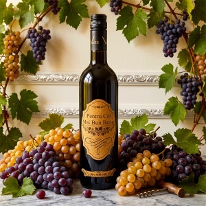 Pachet premium vin rosu "Pentru cel mai bun Bunic” in cutie din lemn gravata cu ilustratie conac - Img 4