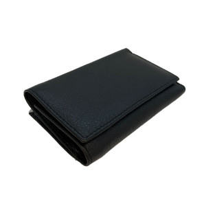 Portofel Hassionses din piele naturala, pentru femei, cu 10 compartimente, negru